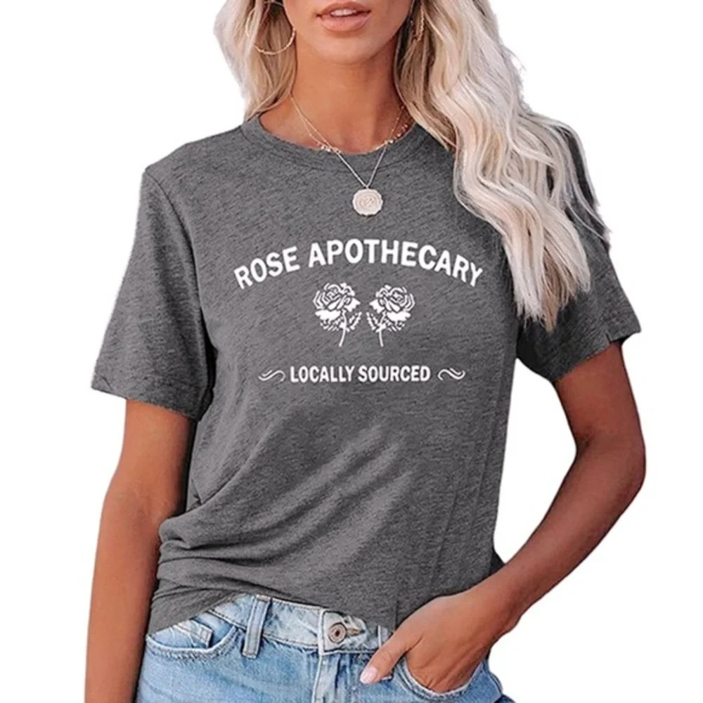 Rose Apothecary Graphic Short Sleeve Tee - Charcoal Gray